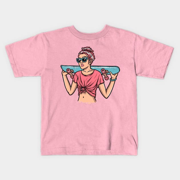 Love Skating Design Kids T-Shirt by BAB